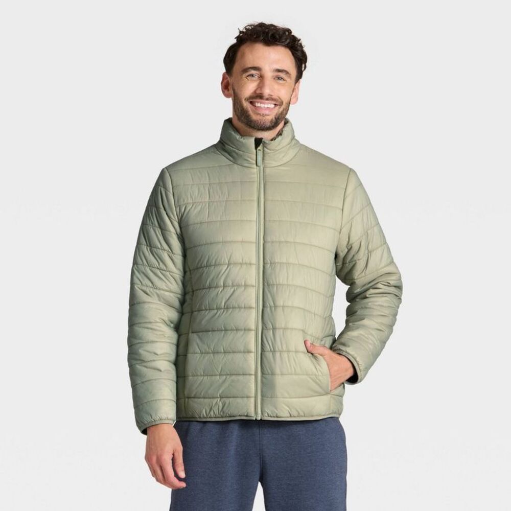 Men's Lightweight Puffer Jacket - Goodfellow & Co Light Green XXL